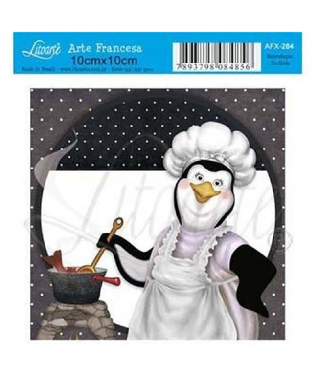 Papel Decoupage Arte Francesa Pinguim Cozinheiro - AFX-284 ( 5 folhas )